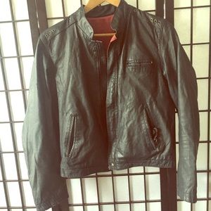 Grey members only style reversible bomber jacket